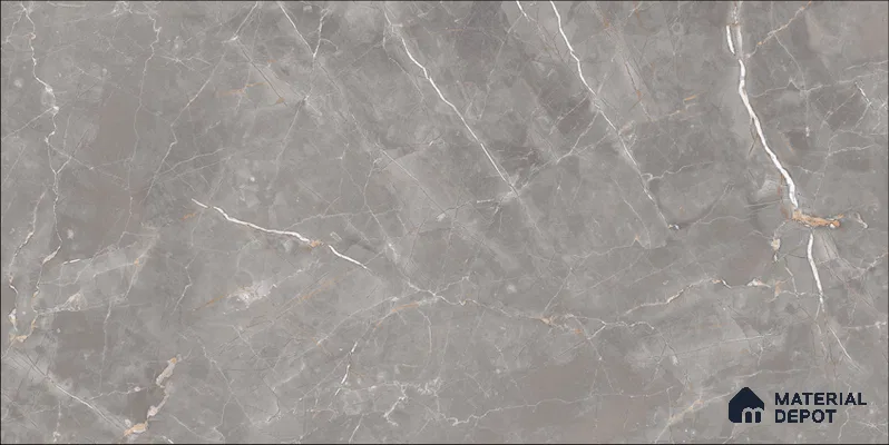 Marble Floor & Wall TL 12682 Tundra Grey 4 ft x 2 ft Glossy Finish Vitrified Tile - 9 mm | 4 Random Design