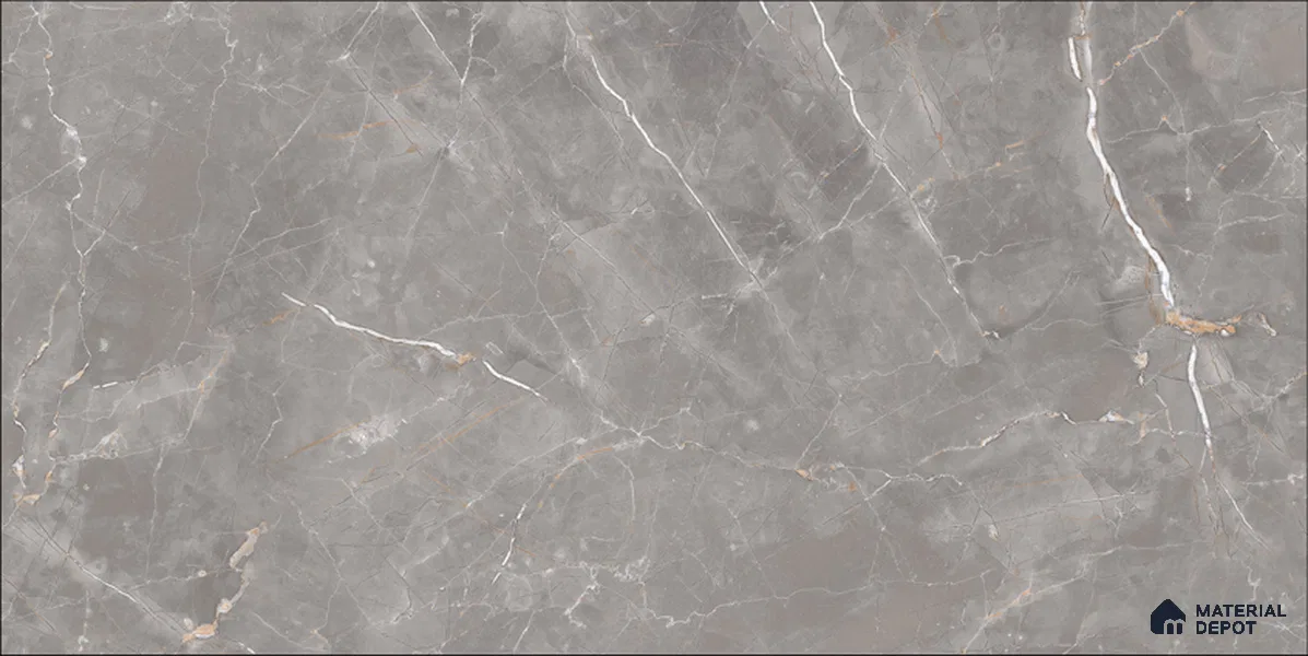 Marble Floor & Wall TL 12682 Tundra Grey 4 ft x 2 ft Glossy Finish Vitrified Tile - 9 mm | 4 Random Design