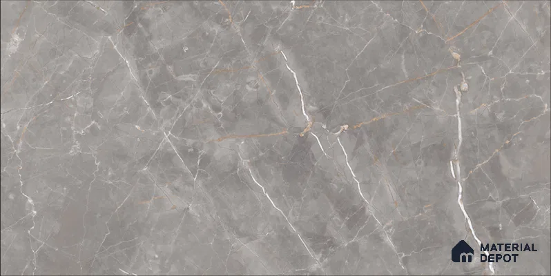 Marble Floor & Wall TL 12682 Tundra Grey 4 ft x 2 ft Glossy Finish Vitrified Tile - 9 mm | 4 Random Design