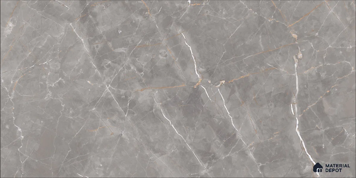Marble Floor & Wall TL 12682 Tundra Grey 4 ft x 2 ft Glossy Finish Vitrified Tile - 9 mm | 4 Random Design