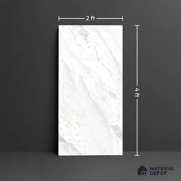 Marble Look Wall Tile TL 10562 Craft Midox Blanco 4 ft x 2 ft Matte Finish Vitrified Tile - 9 mm | Suitable For living Room, Bedroom, Bathroom