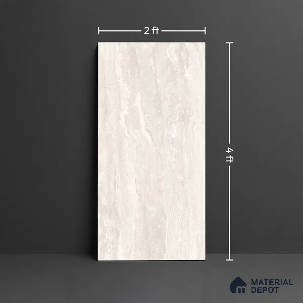Stone Look Floor Tile TL 10421 River Romano Light 4 ft x 2 ft Glossy Finish Vitrified Tile - 9 mm | Suitable For living Room, Bedroom, Bathroom | Random Designs