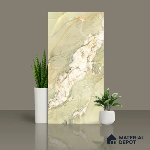 Marble Look Floor Tile TL 10427 Onyx Emerald Grande Vitro 4 ft x 2 ft Matte Finish Vitrified Tile - 9 mm | Suitable For living Room, Bedroom, Bathroom