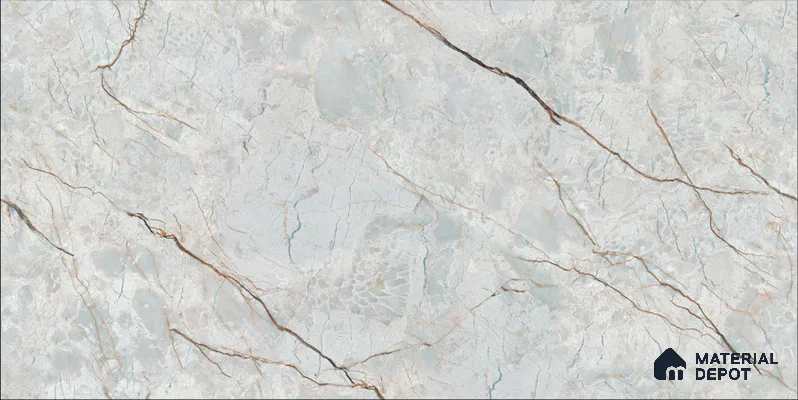Marble Floor & Wall TL 12686 Grigio Carnico 4 ft x 2 ft Glossy Finish Vitrified Tile - 9 mm | 4 Random Design