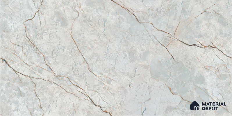 Marble Floor & Wall TL 12686 Grigio Carnico 4 ft x 2 ft Glossy Finish Vitrified Tile - 9 mm | 4 Random Design
