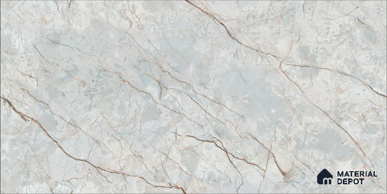 Marble Floor & Wall TL 12686 Grigio Carnico 4 ft x 2 ft Glossy Finish Vitrified Tile - 9 mm | 4 Random Design