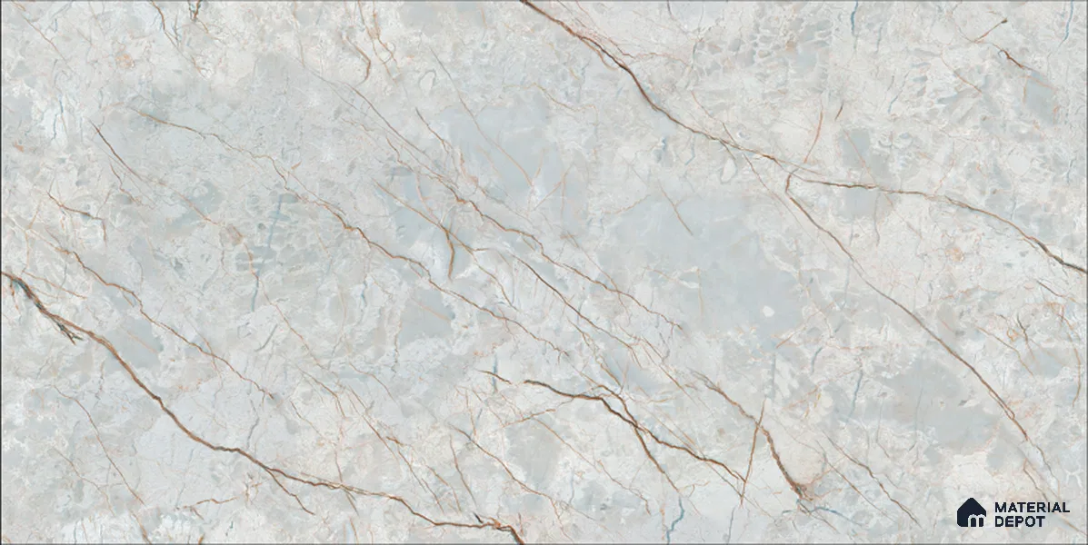 Marble Floor & Wall TL 12686 Grigio Carnico 4 ft x 2 ft Glossy Finish Vitrified Tile - 9 mm | 4 Random Design