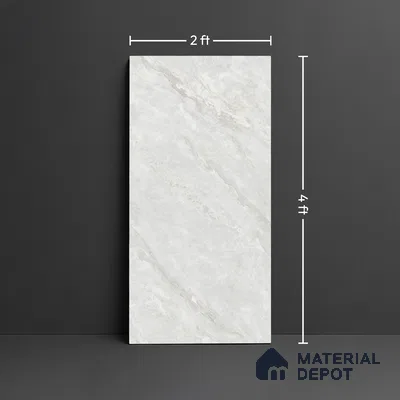Marble Look Floor Tile TL 10423 Ciena Bianco Endless 4 ft x 2 ft Glossy Finish Vitrified Tile - 9 mm | Suitable For living Room, Bedroom, Bathroom