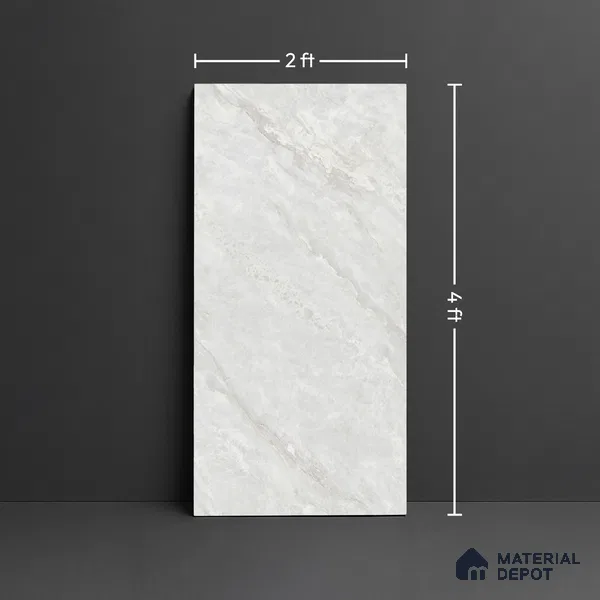 Marble Look Floor Tile TL 10423 Ciena Bianco Endless 4 ft x 2 ft Glossy Finish Vitrified Tile - 9 mm | Suitable For living Room, Bedroom, Bathroom
