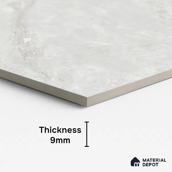 Marble Look Floor Tile TL 10423 Ciena Bianco Endless 4 ft x 2 ft Glossy Finish Vitrified Tile - 9 mm | Suitable For living Room, Bedroom, Bathroom