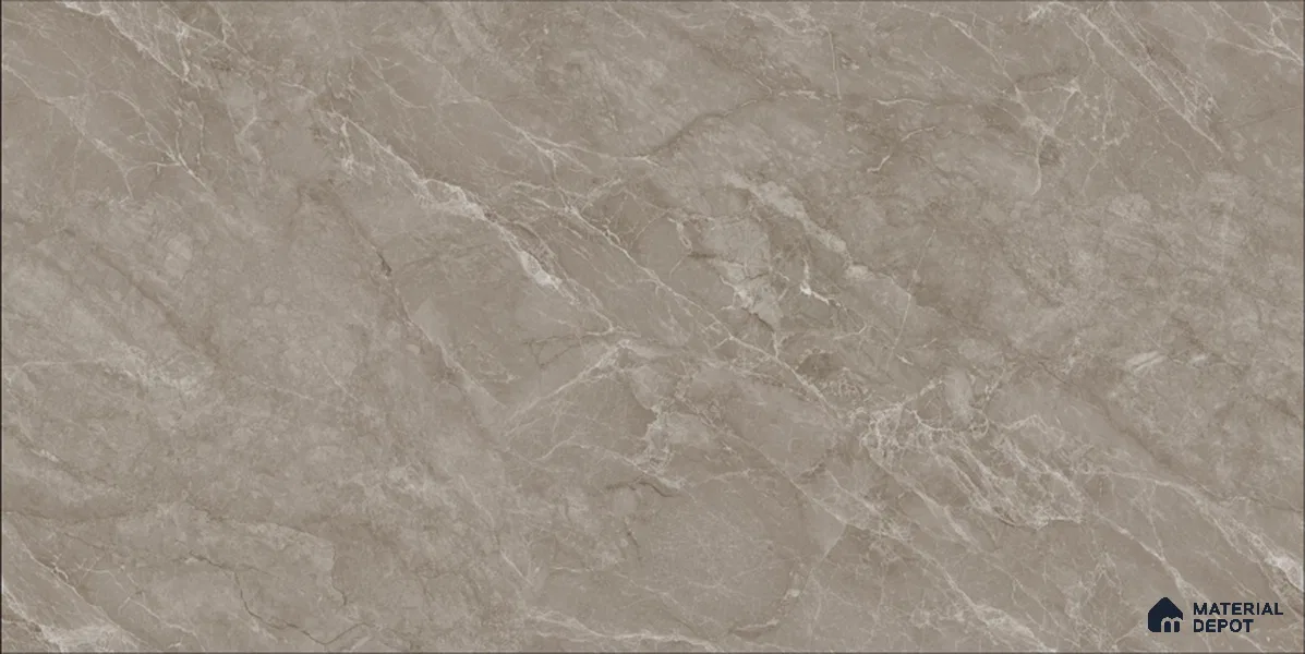 Marble Floor & Wall TL 12690 C Fior di Bosco Grey 4 ft x 2 ft Glossy Finish Vitrified Tile - 9 mm | 4 Random Design