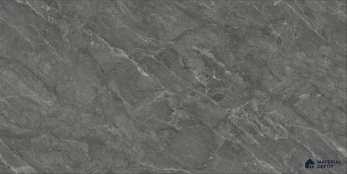 Marble Floor & Wall TL 12690 B Nero Marquina 4 ft x 2 ft Glossy Finish Vitrified Tile - 9 mm | 4 Random Design