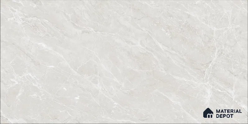 Marble Floor & Wall TL 12690 Mystery White 4 ft x 2 ft Glossy Finish Vitrified Tile - 9 mm | 4 Random Design