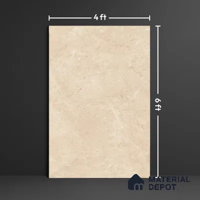 Marble Floor Large Format Tile TL 10077 Chicago Beige 6 ft x 4 ft Glossy Finish Vitrified Colorbody Tile - 15 mm | Suitable for Living Room, Bedroom & Bathroom | Adhesive and Spacers Must be Used During Installation