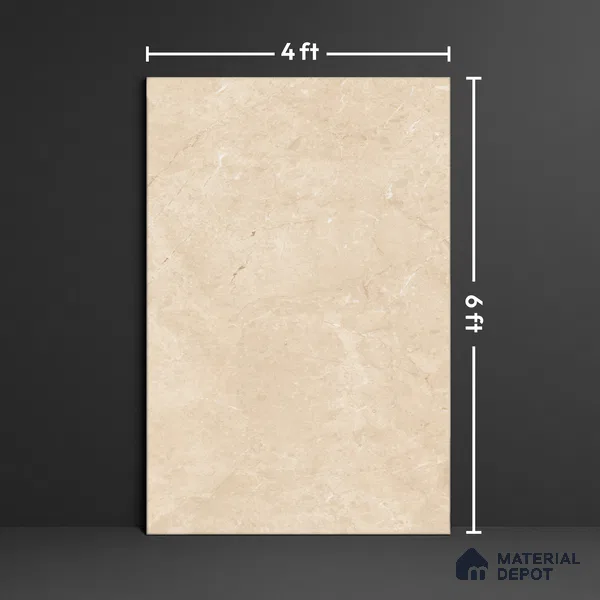 Marble Floor Large Format Tile TL 10077 Chicago Beige 6 ft x 4 ft Glossy Finish Vitrified Colorbody Tile - 15 mm | Suitable for Living Room, Bedroom & Bathroom | Adhesive and Spacers Must be Used During Installation