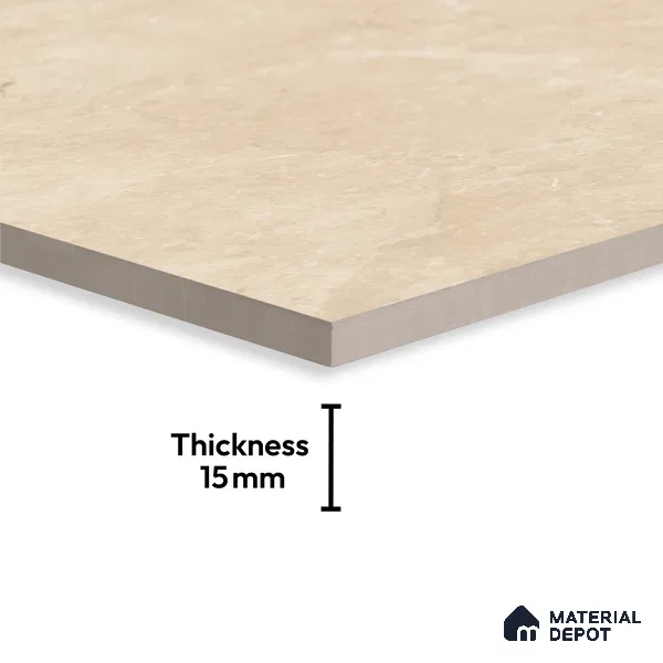 Marble Floor Large Format Tile TL 10077 Chicago Beige 6 ft x 4 ft Glossy Finish Vitrified Colorbody Tile - 15 mm | Suitable for Living Room, Bedroom & Bathroom | Adhesive and Spacers Must be Used During Installation