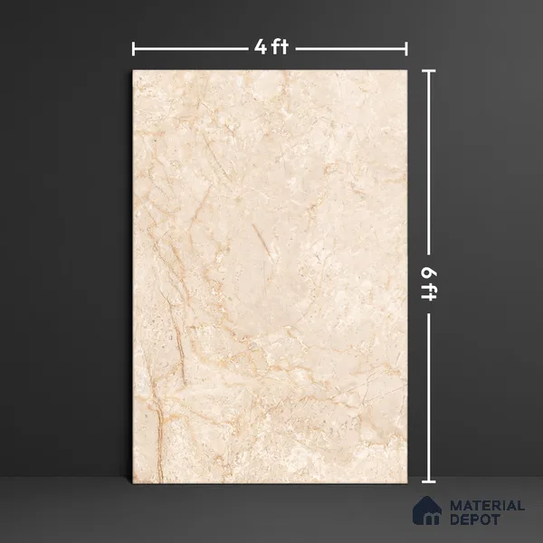 Marble Floor Large Format Tile TL 10215 Byttora Tan 6 ft x 4 ft Glossy Finish Vitrified Colorbody Tile - 15 mm | Suitable for Living Room, Bedroom & Bathroom | Adhesive and Spacers Must be Used During Installation
