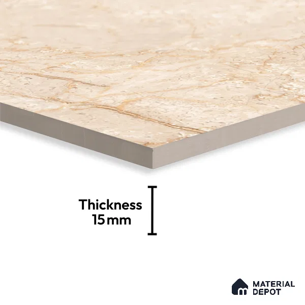 Marble Floor Large Format Tile TL 10215 Byttora Tan 6 ft x 4 ft Glossy Finish Vitrified Colorbody Tile - 15 mm | Suitable for Living Room, Bedroom & Bathroom | Adhesive and Spacers Must be Used During Installation