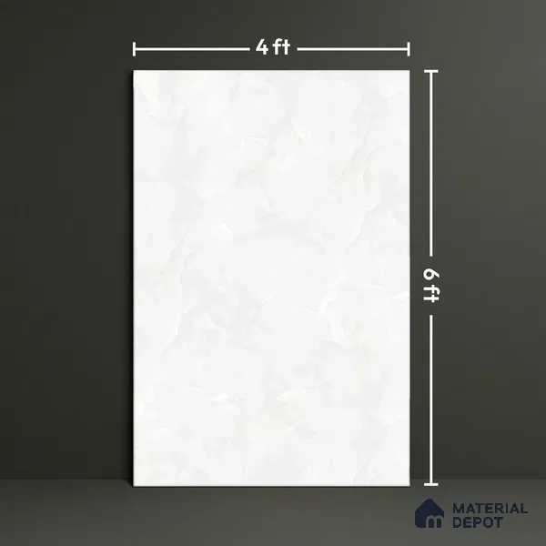 Marble Floor Large Format Tile TL 10074 Miami White 6 ft x 4 ft Glossy Finish Vitrified Colorbody Tile - 15 mm | Suitable for Living Room, Bedroom & Bathroom | Adhesive and Spacers Must be Used During Installation