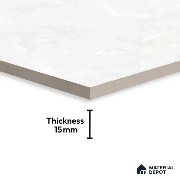 Marble Floor Large Format Tile TL 10074 Miami White 6 ft x 4 ft Glossy Finish Vitrified Colorbody Tile - 15 mm | Suitable for Living Room, Bedroom & Bathroom | Adhesive and Spacers Must be Used During Installation