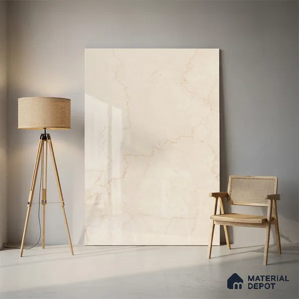 Marble Floor Large Format Tile TL 10073 Bottochino Limo 6 ft x 4 ft Glossy Finish Vitrified Colorbody Tile - 15 mm | Suitable for Living Room, Bedroom & Bathroom | Adhesive and Spacers Must be Used During Installation