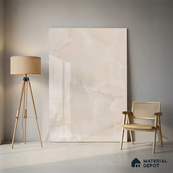 Marble Floor Large Format Tile TL 10075 Omega Onyx 6 ft x 4 ft Glossy Finish Vitrified Colorbody Tile - 15 mm | Suitable for Living Room, Bedroom & Bathroom | Adhesive and Spacers Must be Used During Installation