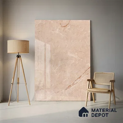 Marble Floor Large Format Tile TL 10078 Prestige Crema 6 ft x 4 ft Glossy Finish Vitrified Colorbody Tile - 15 mm | Suitable for Living Room, Bedroom & Bathroom | Adhesive and Spacers Must be Used During Installation