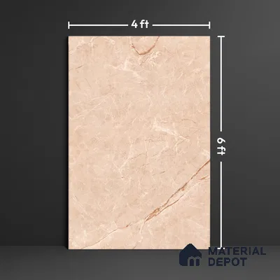 Marble Floor Large Format Tile TL 10078 Prestige Crema 6 ft x 4 ft Glossy Finish Vitrified Colorbody Tile - 15 mm | Suitable for Living Room, Bedroom & Bathroom | Adhesive and Spacers Must be Used During Installation