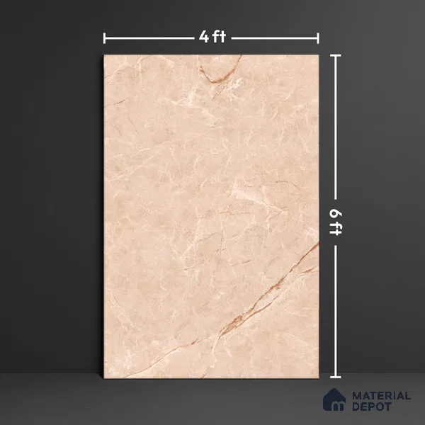 Marble Floor Large Format Tile TL 10078 Prestige Crema 6 ft x 4 ft Glossy Finish Vitrified Colorbody Tile - 15 mm | Suitable for Living Room, Bedroom & Bathroom | Adhesive and Spacers Must be Used During Installation