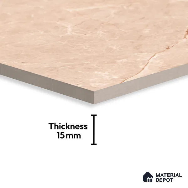 Marble Floor Large Format Tile TL 10078 Prestige Crema 6 ft x 4 ft Glossy Finish Vitrified Colorbody Tile - 15 mm | Suitable for Living Room, Bedroom & Bathroom | Adhesive and Spacers Must be Used During Installation