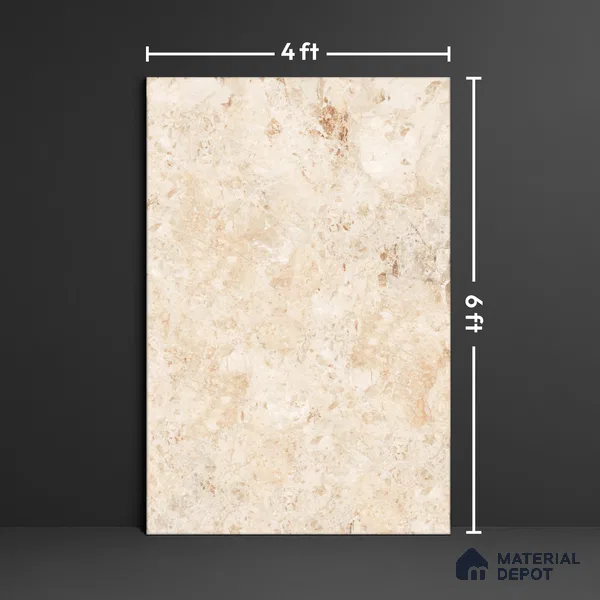 Marble Floor Large Format Tile TL 10217 Breccia Natural 6 ft x 4 ft Glossy Finish Vitrified Colorbody Tile - 15 mm | Suitable for Living Room, Bedroom & Bathroom | Adhesive and Spacers Must be Used During Installation