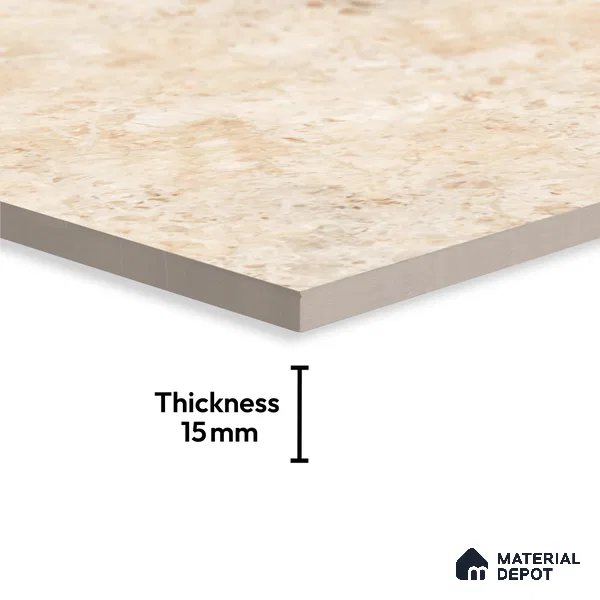 Marble Floor Large Format Tile TL 10217 Breccia Natural 6 ft x 4 ft Glossy Finish Vitrified Colorbody Tile - 15 mm | Suitable for Living Room, Bedroom & Bathroom | Adhesive and Spacers Must be Used During Installation