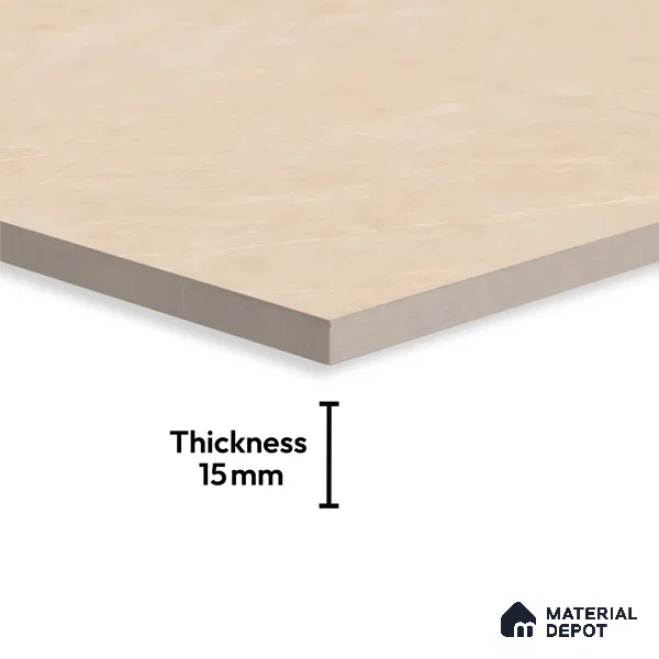 Marble Floor Large Format Tile TL 10213 Omani Beige 6 ft x 4 ft Glossy Finish Vitrified Colorbody Tile - 15 mm | Suitable for Living Room, Bedroom & Bathroom | Adhesive and Spacers Must be Used During Installation