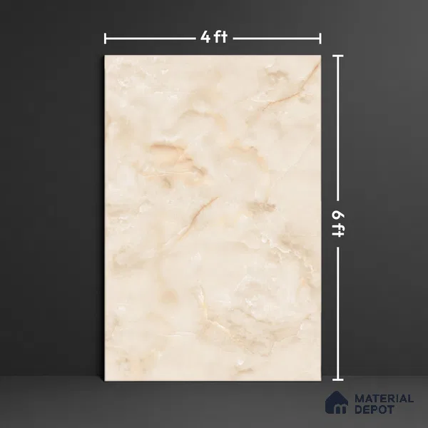 Marble Floor & Wall Large Format Tile TL 10212 Classo Onyx Beige 6 ft x 4 ft Glossy Finish Vitrified Tile - 9 mm | Suitable for Living Room, Bedroom & Bathroom | Adhesive and Spacers Must be Used During Installation