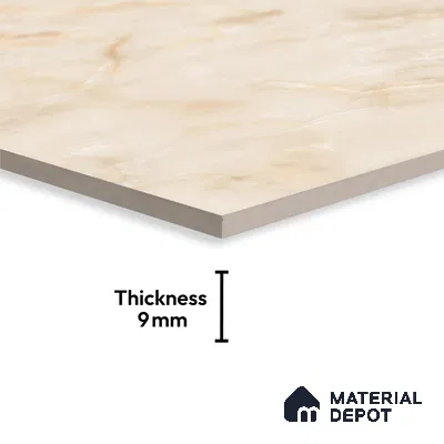 Marble Floor & Wall Large Format Tile TL 10212 Classo Onyx Beige 6 ft x 4 ft Glossy Finish Vitrified Tile - 9 mm | Suitable for Living Room, Bedroom & Bathroom | Adhesive and Spacers Must be Used During Installation