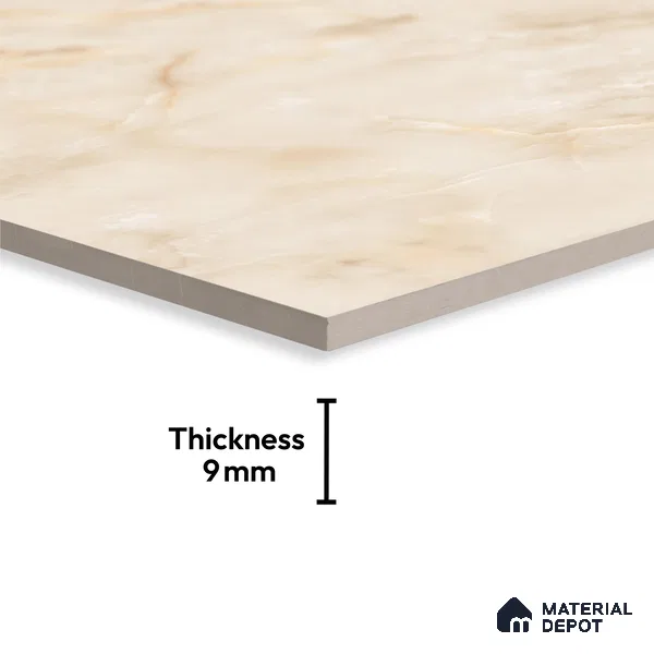 Marble Floor & Wall Large Format Tile TL 10212 Classo Onyx Beige 6 ft x 4 ft Glossy Finish Vitrified Tile - 9 mm | Suitable for Living Room, Bedroom & Bathroom | Adhesive and Spacers Must be Used During Installation