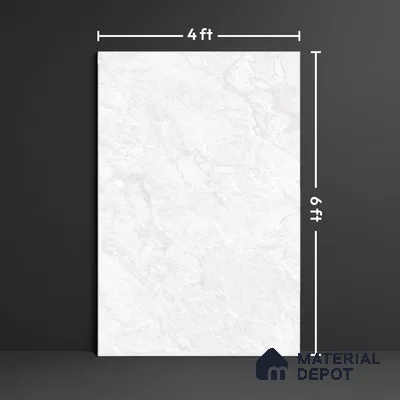 Marble Floor & Wall Large Format Tile TL 10210 Carara Pearl 6 ft x 4 ft Glossy Finish Vitrified Tile - 9 mm | Suitable for Living Room, Bedroom & Bathroom | Adhesive and Spacers Must be Used During Installation