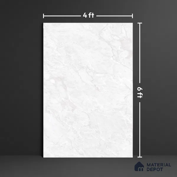 Marble Floor & Wall Large Format Tile TL 10210 Carara Pearl 6 ft x 4 ft Glossy Finish Vitrified Tile - 9 mm | Suitable for Living Room, Bedroom & Bathroom | Adhesive and Spacers Must be Used During Installation