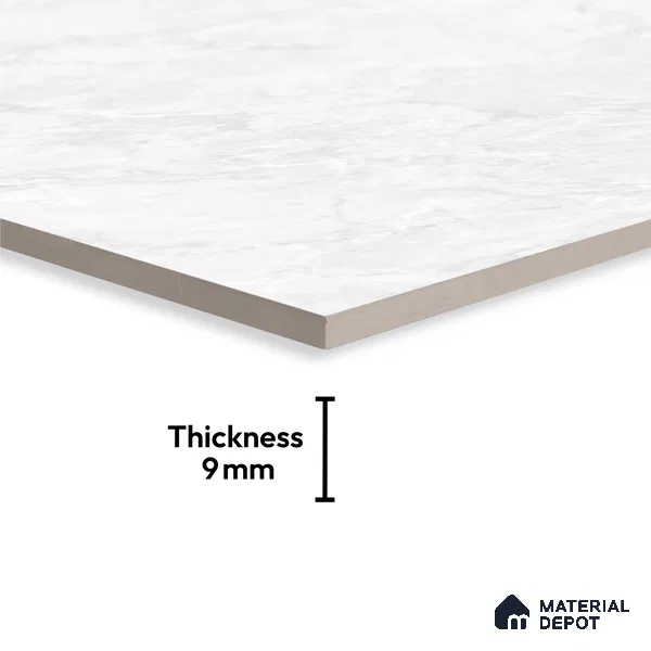 Marble Floor & Wall Large Format Tile TL 10210 Carara Pearl 6 ft x 4 ft Glossy Finish Vitrified Tile - 9 mm | Suitable for Living Room, Bedroom & Bathroom | Adhesive and Spacers Must be Used During Installation
