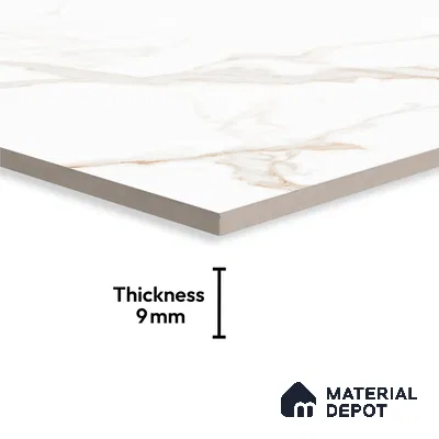 White Marble Floor & Wall Tile TL 09041 Grande Statuario Seville Endless 6 ft x 4 ft Glossy Finish Vitrified Large Format Tile - 9 mm | Random 4 | Suitable for Living Room, Bedroom, Bathroom | Adhesive and Spacers Must be Used During Installation