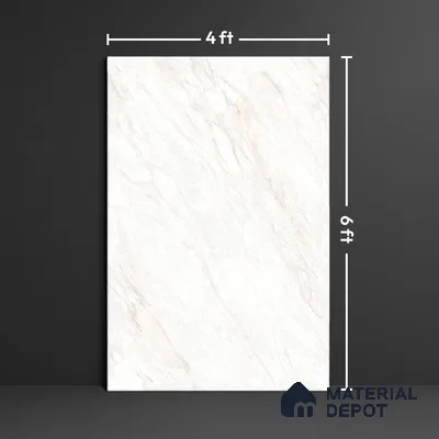 White Marble Floor & Wall Tile TL 09042 Grande Lazio Pearl Endless 6 ft x 4 ft Glossy Finish Vitrified Large Format Tile - 9 mm | Random 3 | Suitable for Living Room, Bedroom, Bathroom | Adhesive and Spacers Must be Used During Installation