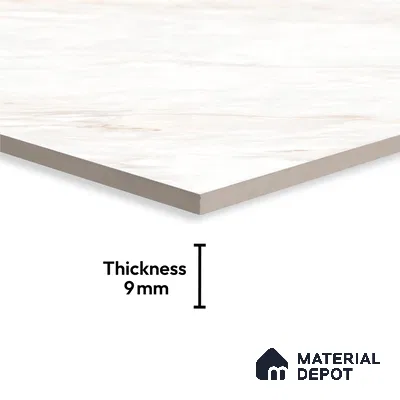 White Marble Floor & Wall Tile TL 09042 Grande Lazio Pearl Endless 6 ft x 4 ft Glossy Finish Vitrified Large Format Tile - 9 mm | Random 3 | Suitable for Living Room, Bedroom, Bathroom | Adhesive and Spacers Must be Used During Installation