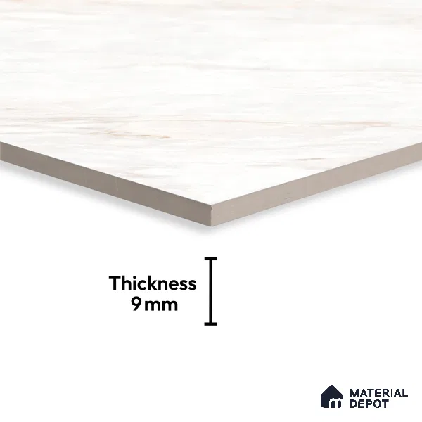 White Marble Floor & Wall Tile TL 09042 Grande Lazio Pearl Endless 6 ft x 4 ft Glossy Finish Vitrified Large Format Tile - 9 mm | Random 3 | Suitable for Living Room, Bedroom, Bathroom | Adhesive and Spacers Must be Used During Installation