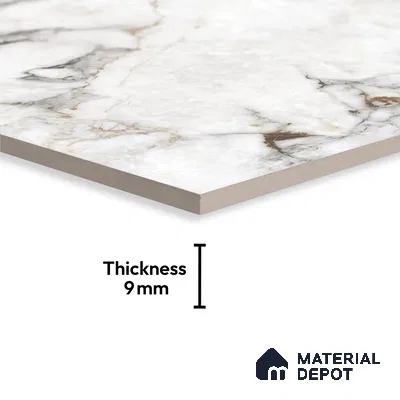Grey Marble Floor & Wall Tile TL 09049 Grande Dolomite Grey Endless 6 ft x 4 ft Glossy Finish Vitrified Large Format Tile - 9 mm | Random 3 | Suitable for Living Room, Bedroom, Bathroom | Adhesive and Spacers Must be Used During Installation