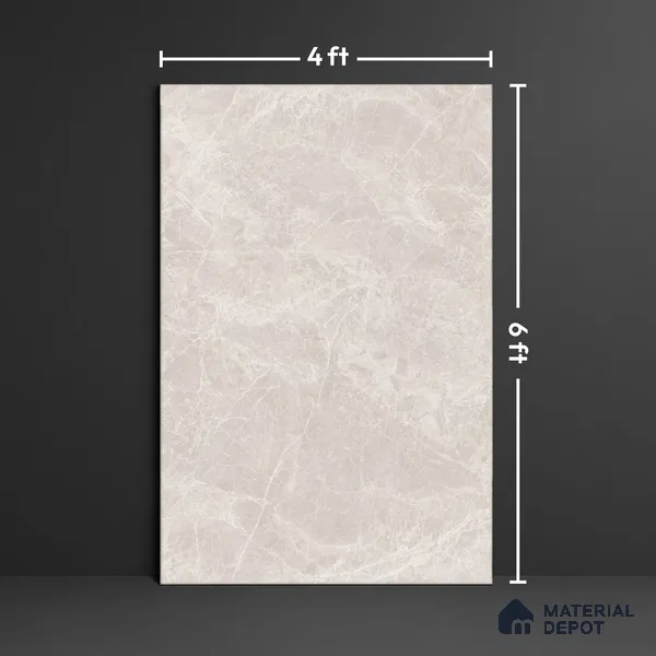 Grey Marble Floor & Wall Tile TL 09048 Grande Empra Grey Endless 6 ft x 4 ft Glossy Finish Vitrified Large Format Tile - 9 mm | Random 3 | Suitable for Living Room, Bedroom, Bathroom | Adhesive and Spacers Must be Used During Installation