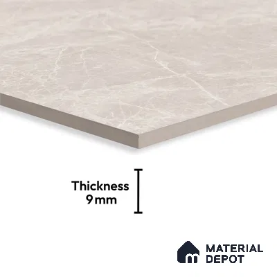 Grey Marble Floor & Wall Tile TL 09048 Grande Empra Grey Endless 6 ft x 4 ft Glossy Finish Vitrified Large Format Tile - 9 mm | Random 3 | Suitable for Living Room, Bedroom, Bathroom | Adhesive and Spacers Must be Used During Installation