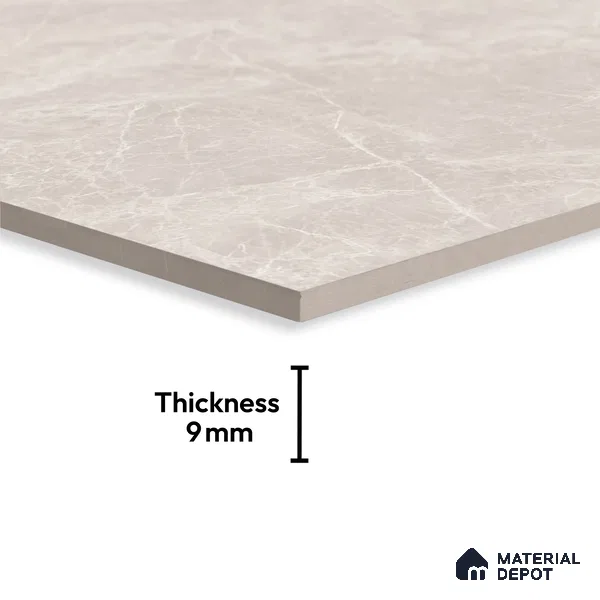 Grey Marble Floor & Wall Tile TL 09048 Grande Empra Grey Endless 6 ft x 4 ft Glossy Finish Vitrified Large Format Tile - 9 mm | Random 3 | Suitable for Living Room, Bedroom, Bathroom | Adhesive and Spacers Must be Used During Installation