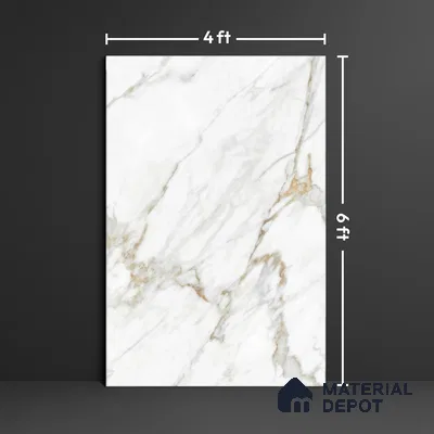 Marble Floor & Wall Large Format Tile TL 10207 Satuario Ray 6 ft x 4 ft Glossy Finish Vitrified Tile - 9 mm | Suitable for Living Room, Bedroom & Bathroom | Adhesive and Spacers Must be Used During Installation