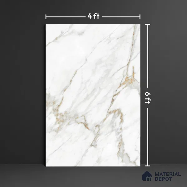Marble Floor & Wall Large Format Tile TL 10207 Satuario Ray 6 ft x 4 ft Glossy Finish Vitrified Tile - 9 mm | Suitable for Living Room, Bedroom & Bathroom | Adhesive and Spacers Must be Used During Installation