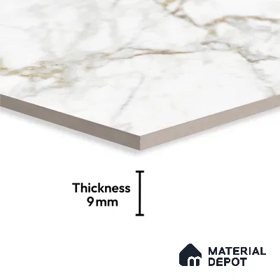 Marble Floor & Wall Large Format Tile TL 10207 Satuario Ray 6 ft x 4 ft Glossy Finish Vitrified Tile - 9 mm | Suitable for Living Room, Bedroom & Bathroom | Adhesive and Spacers Must be Used During Installation